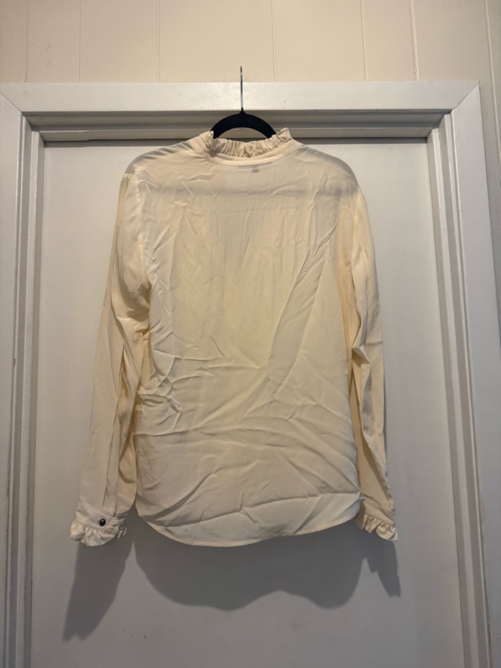ANTONIO MELANI Ivory Ruffle-Collar Long Sleeve Blouse - Picture 2 of 5